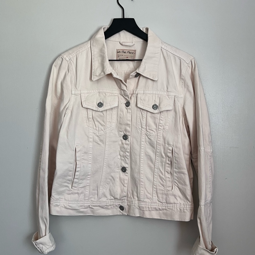 NWOT Free People We The Free Rumors Denim Jacket in Off-White/Ivory